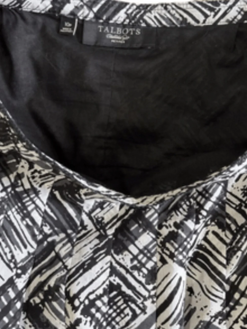 Talbots Fully Lined Black/Ivory Skirt Black Border Hem, Sz 10P, Classic Elegance - Picture 4 of 6